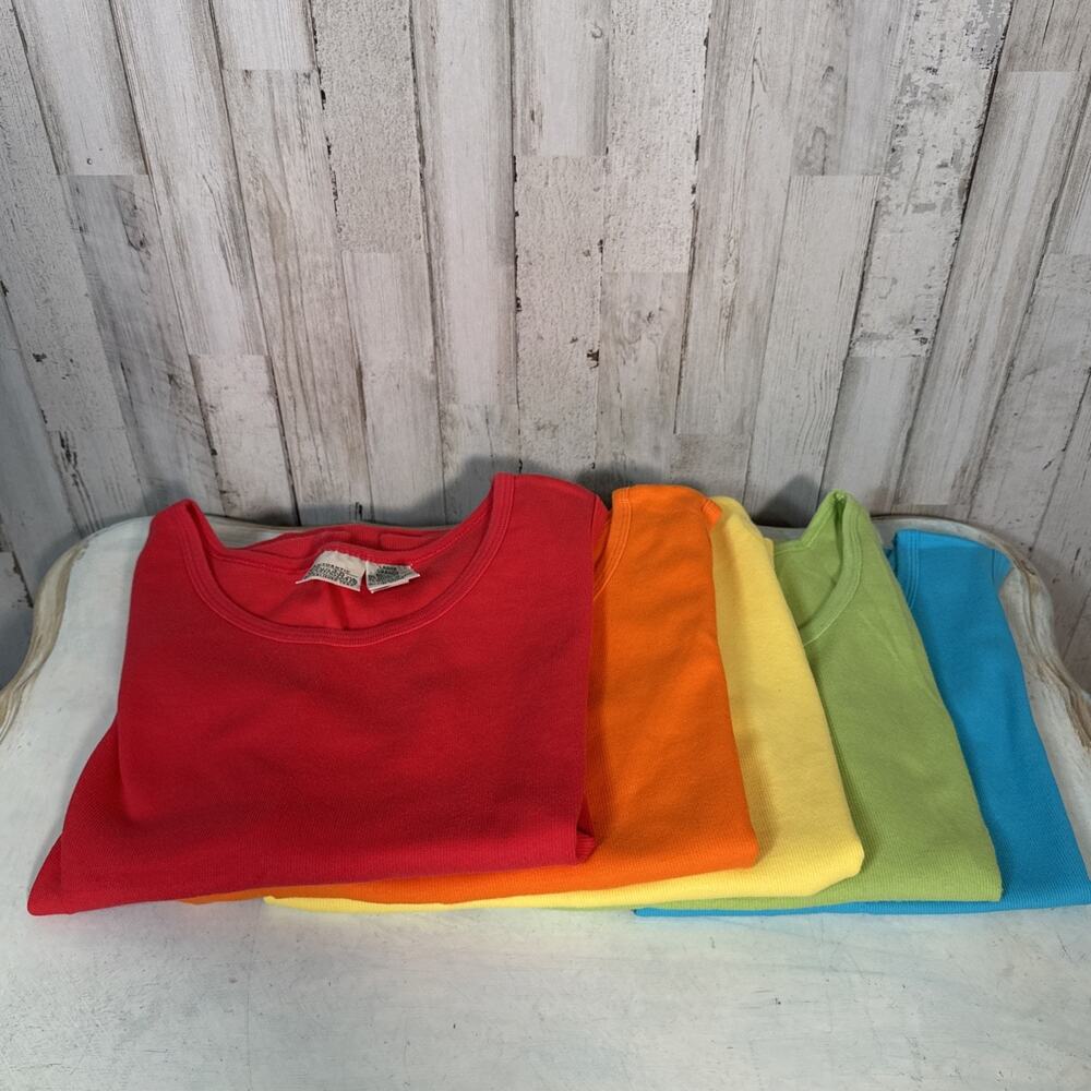 Set Of 5 Sorbet Colors St. John’s Bay Sleeveless Tank Tops Large